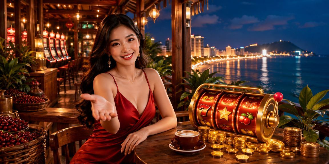 Người dùng tại Vũng Tàu chơi slot game trực tuyến trên điện thoại bên tách cà phê buổi sáng